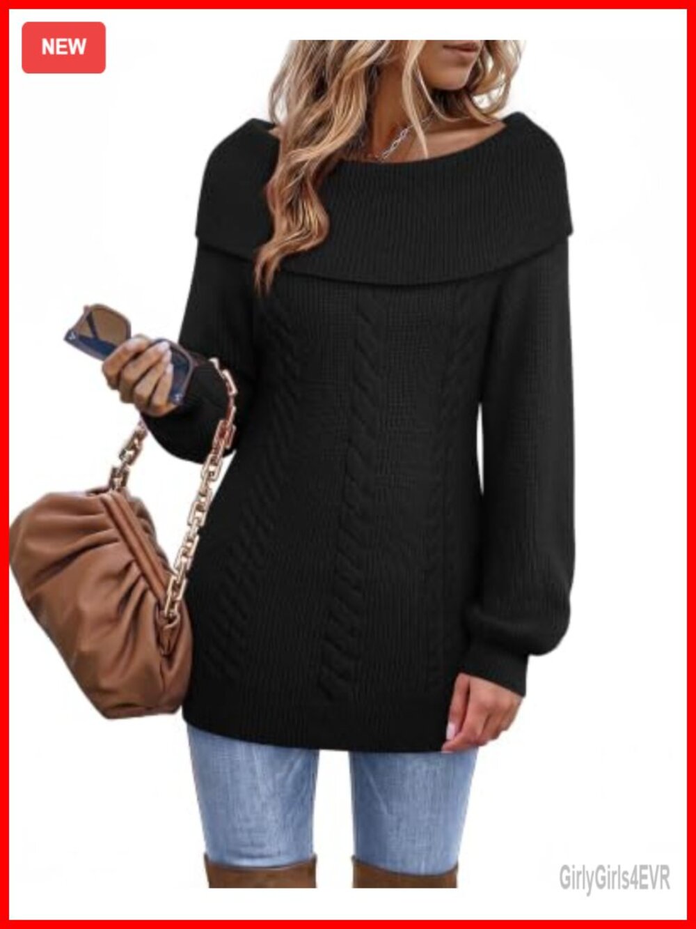 Womens Cable Knit Tunic Pullover Sweater Cowl Neck Long Sleeve